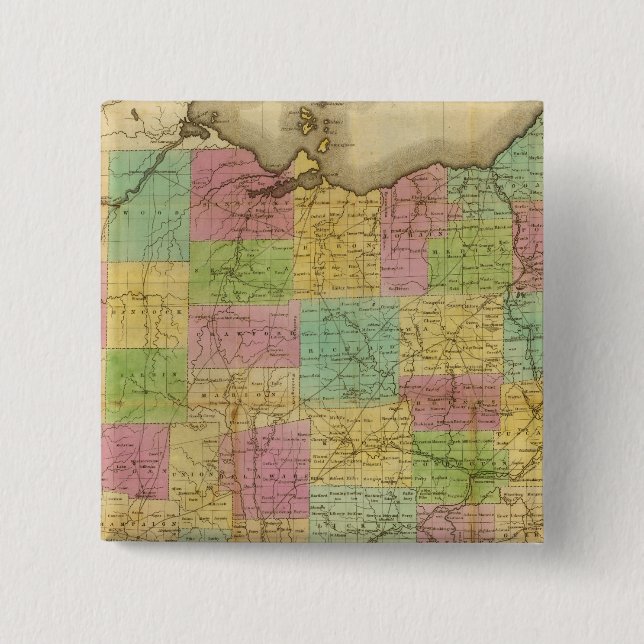 Map of Ohio 2 15 Cm Square Badge (Front)