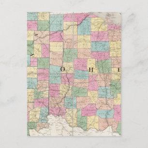 Map of Ohio And Indiana Postcard