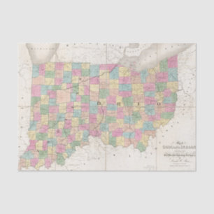 Map of Ohio And Indiana Tissue Paper