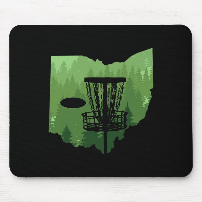 Map Of Ohio Disc Golf Player Frisbees Disc Golfer  Mouse Mat (Front)