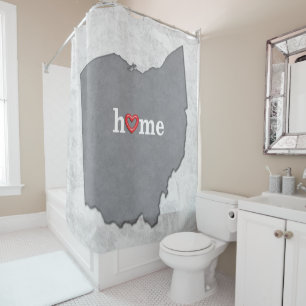 Map of OHIO with HOME and HEART Shower Curtain