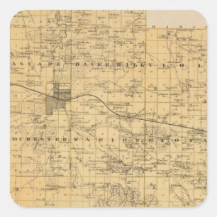 Map of Olmsted County, Minnesota Square Sticker