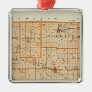Map of Orange County Metal Tree Decoration