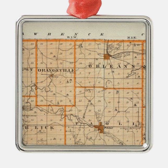 Map of Orange County Metal Tree Decoration (Front)