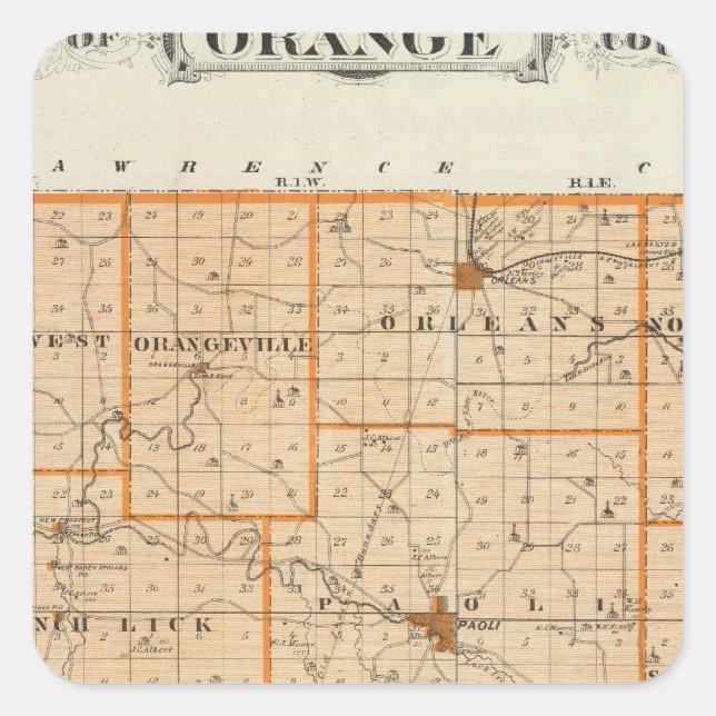 Map of Orange County Square Sticker (Front)