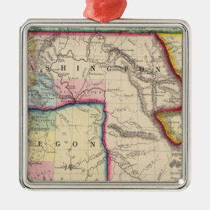 Map Of Oregon, Washington Metal Tree Decoration