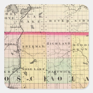 Map of Osceola County, Michigan Square Sticker