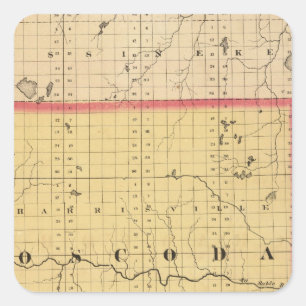 Map of Oscoda County, Michigan Square Sticker