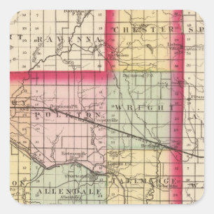 Map of Ottawa County, Michigan Square Sticker