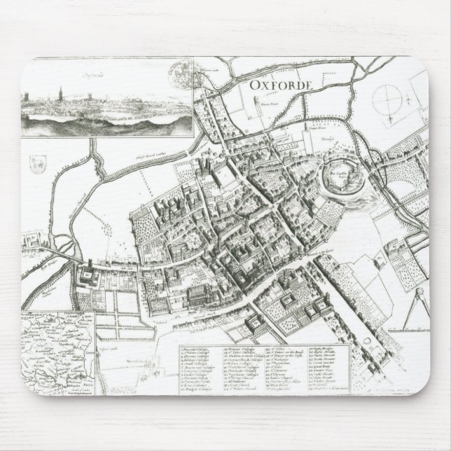 Map of Oxford, 1643 Mouse Mat (Front)