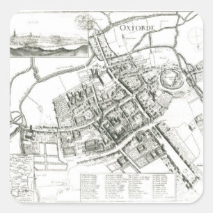 Map of Oxford, 1643 Square Sticker