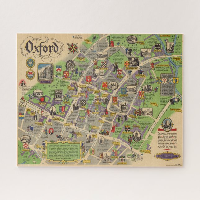 Map of Oxford, England (British Railways) Jigsaw Puzzle (Horizontal)