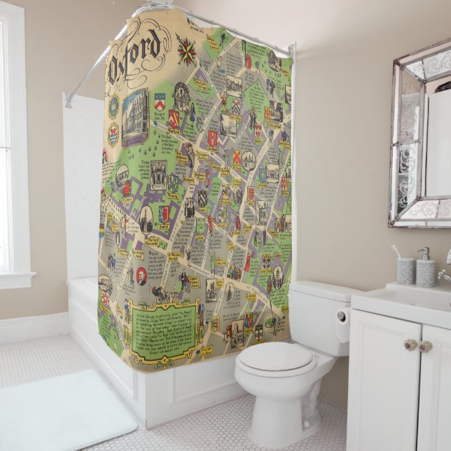 Map of Oxford, England (British Railways) Shower Curtain (In Situ)