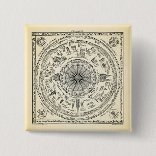 Map of Oxford view from the Bodleian Library 15 Cm Square Badge