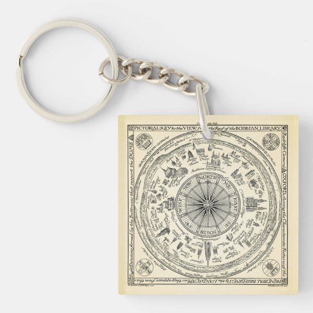 Map of Oxford view from the Bodleian Library Key Ring (Front)