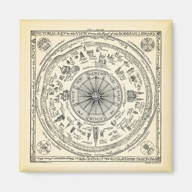 Map of Oxford view from the Bodleian Library Magnet (Front)