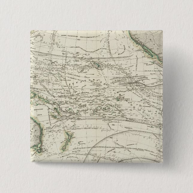 Map of Pacific Ocean 15 Cm Square Badge (Front)