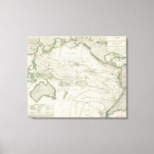 Map of Pacific Ocean Canvas Print