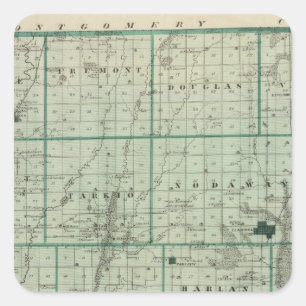 Map of Page County, State of Iowa Square Sticker