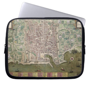 Map of Palermo, from 'Civitates Orbis Terrarum' by Laptop Sleeve