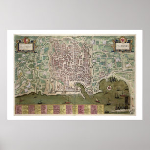 Map of Palermo, from 'Civitates Orbis Terrarum' by Poster