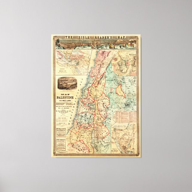 Map of Palestine and all Bible lands Canvas Print (Front)