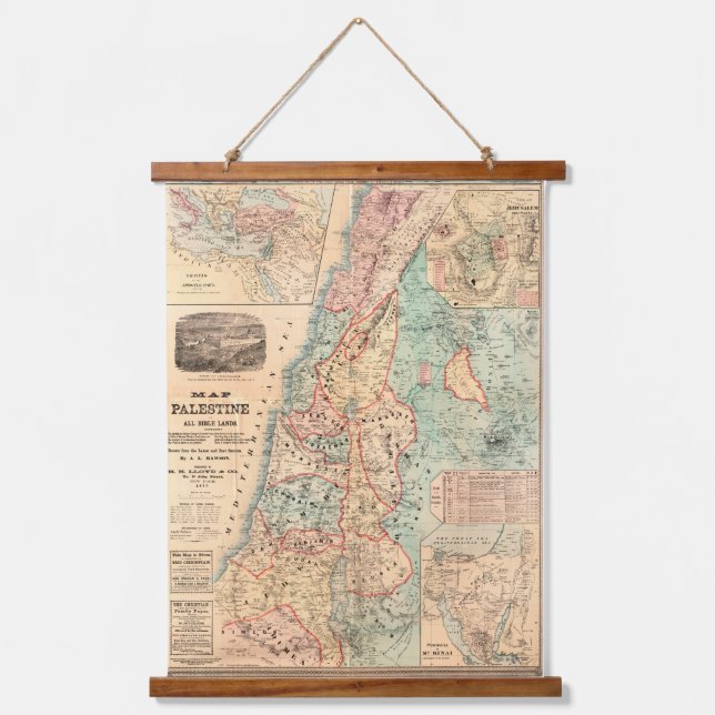 Map of Palestine and all Bible lands Hanging Tapestry (Front)