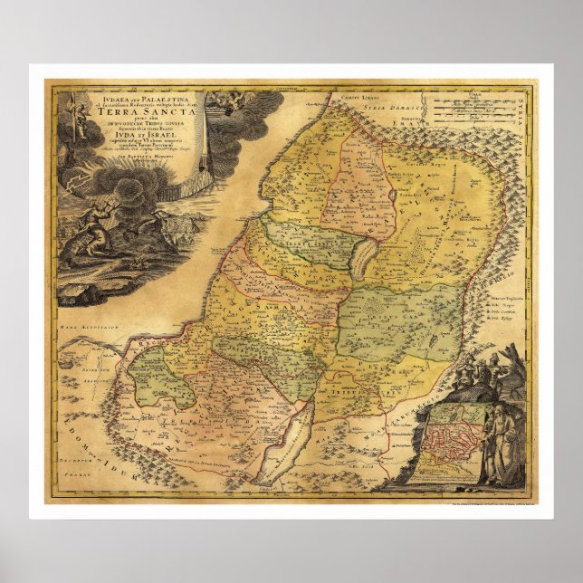 Map of Palestine by Johann Baptist Homann 1715 Poster (Front)