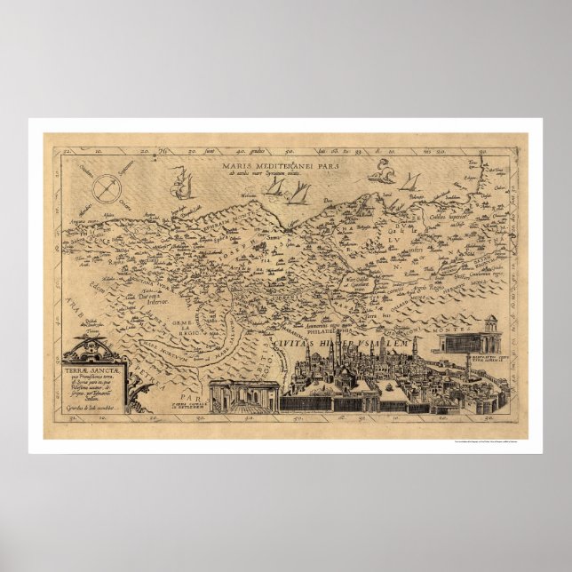 Map of Palestine by Tilemann Stella 1600 Poster (Front)