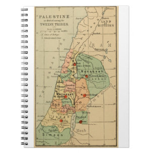 Map of Palestine Divided by the 12 tribes of 1889 Notebook