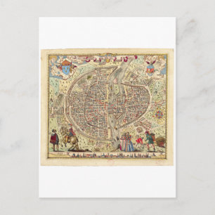 Map of Paris, 1576 Postcard