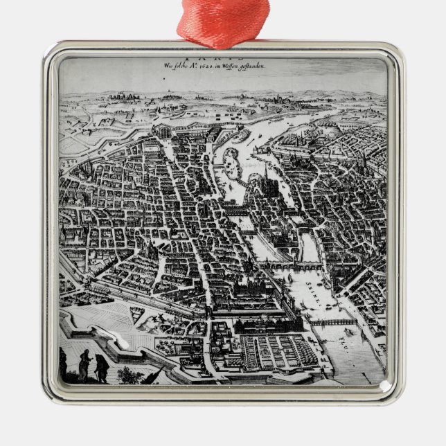 Map of Paris, 1620 Metal Tree Decoration (Front)