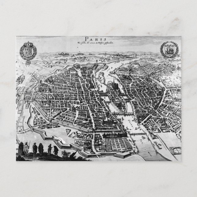 Map of Paris, 1620 Postcard (Front)