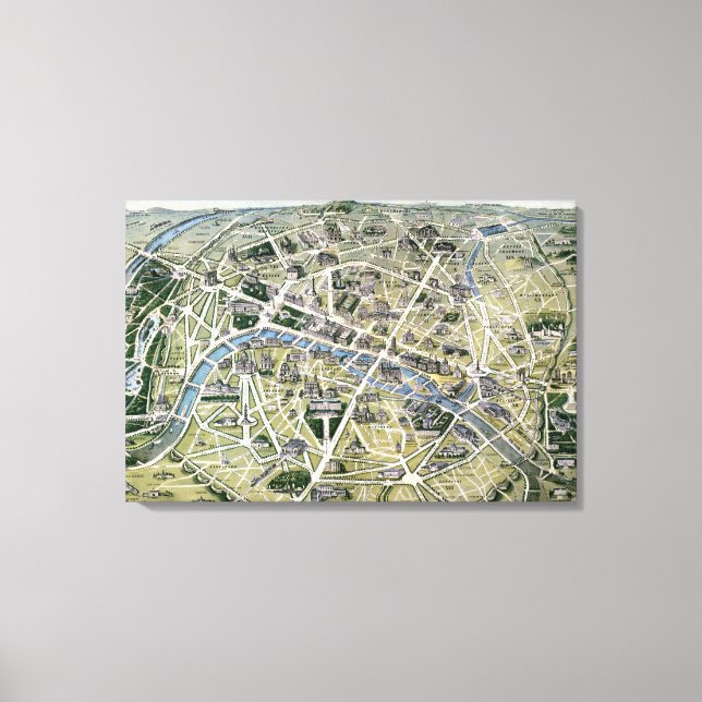 Map of Paris during the 'Grands Travaux' Canvas Print (Front)