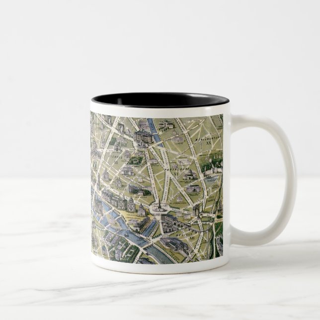 Map of Paris during the 'Grands Travaux' Two-Tone Coffee Mug (Right)