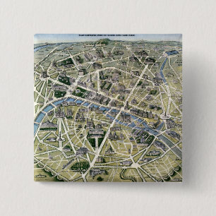 Map of Paris during the period of the Grands 15 Cm Square Badge