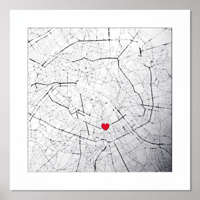   Map of Paris, France Modern Elegant Classy Gift Foil Prints (Front)