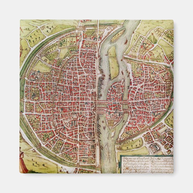 Map of Paris from 'Civitates orbis terrarrum' Magnet (Front)