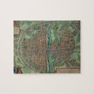 Map of Paris, from 'Civitates Orbis Terrarum' by G Jigsaw Puzzle