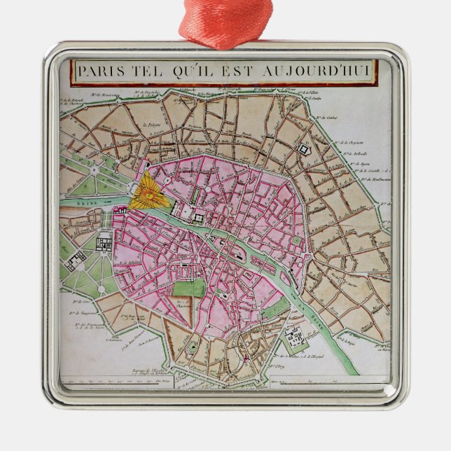 Map of Paris, June 1800 Metal Tree Decoration (Front)