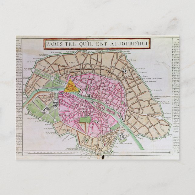 Map of Paris, June 1800 Postcard (Front)