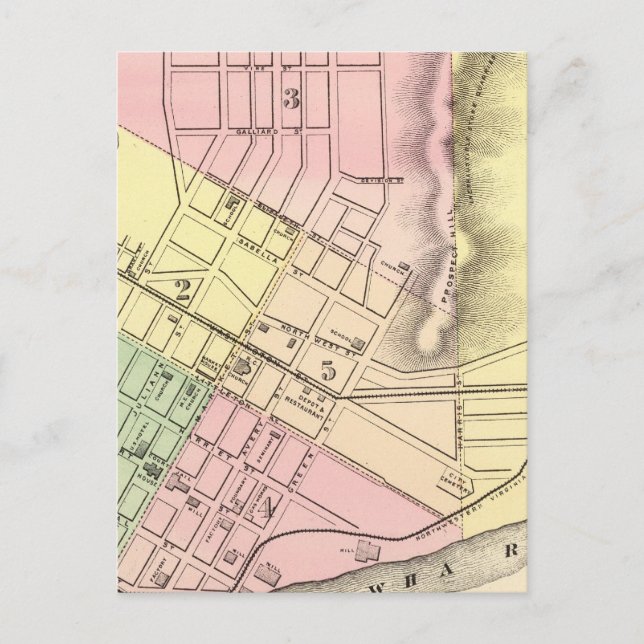 Map of Parkersburg, West Virginia Postcard (Front)