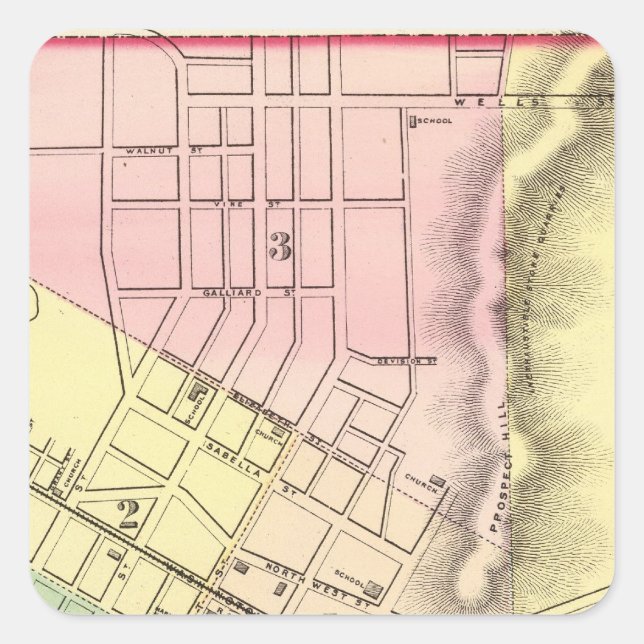 Map of Parkersburg, West Virginia Square Sticker (Front)