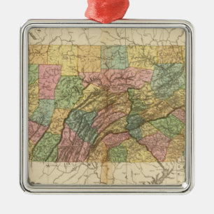 Map of Pennsylvania and New Jersey Metal Tree Decoration