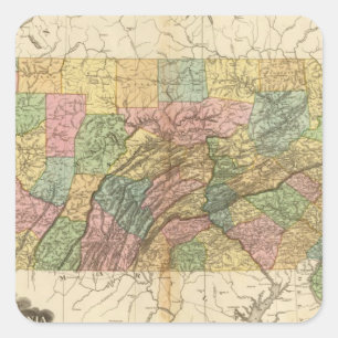 Map of Pennsylvania and New Jersey Square Sticker