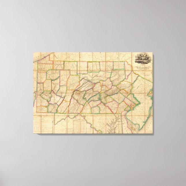 Map of Pennsylvania Canvas Print (Front)