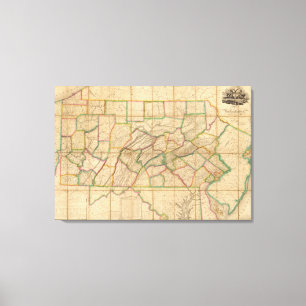 Map of Pennsylvania Canvas Print