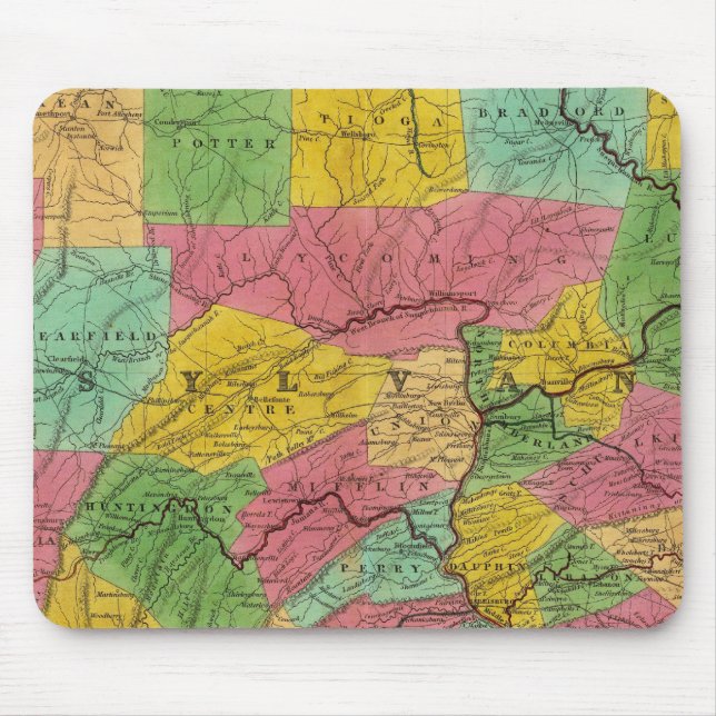 Map of Pennsylvania, New Jersey, and Delaware Mouse Mat (Front)