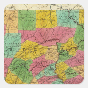 Map of Pennsylvania, New Jersey, and Delaware Square Sticker