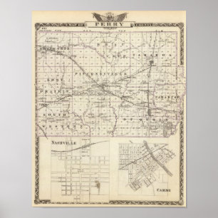 Map of Perry County, Nashville and Carmi Poster